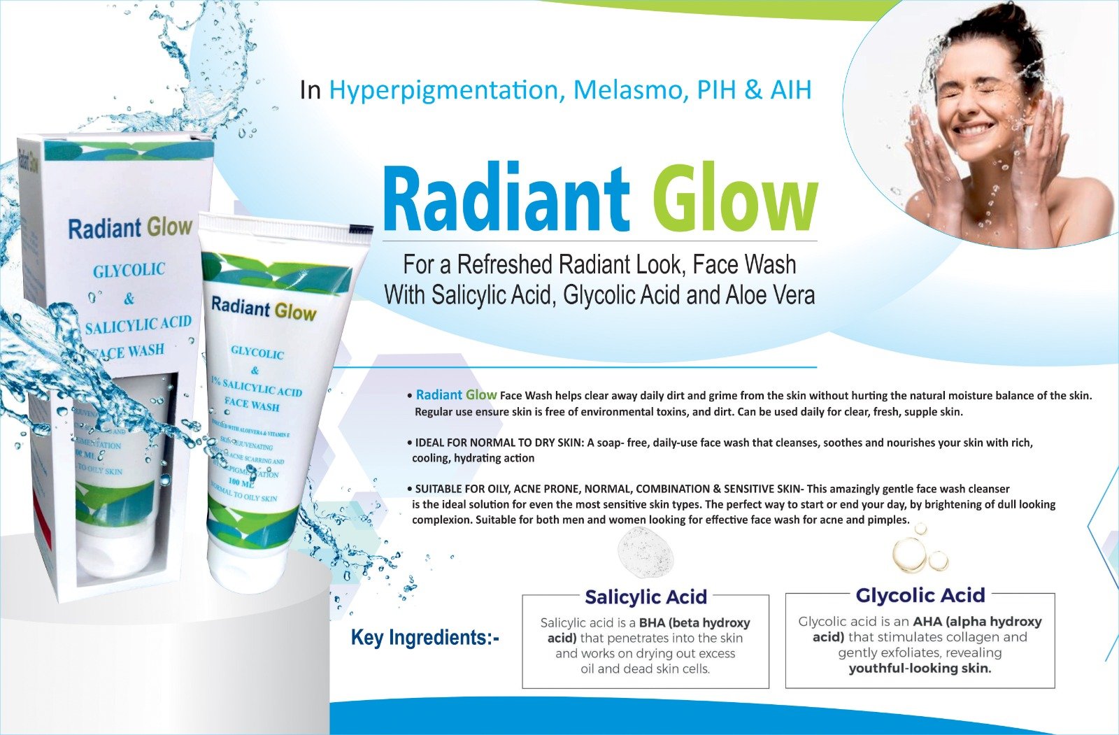Radiant Glow Glycolic & 1% Salicylic Acid FaceWash - Image 2