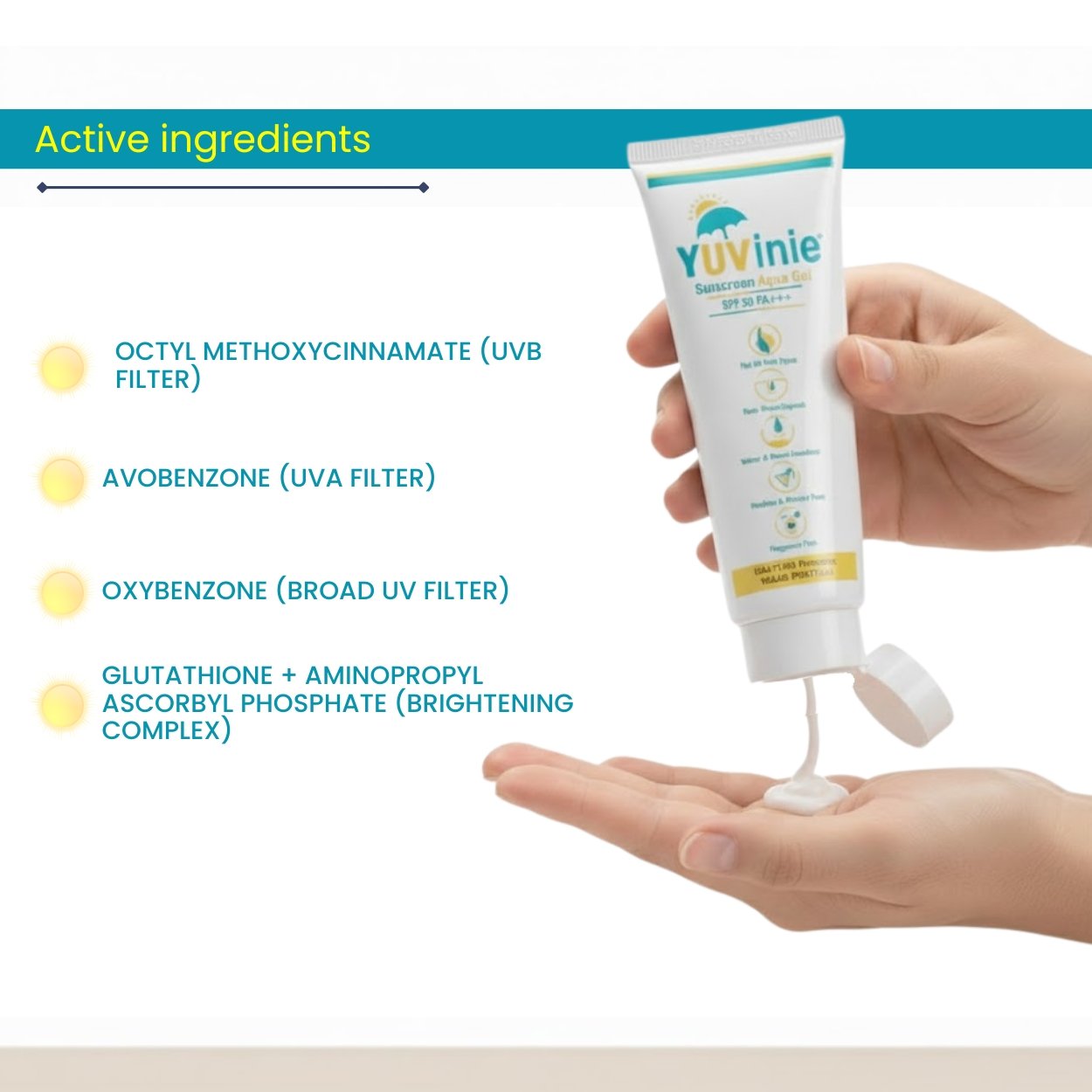 Yuvinie Sunscreen Aqua SPF 30 PA+++ Gel - Image 3