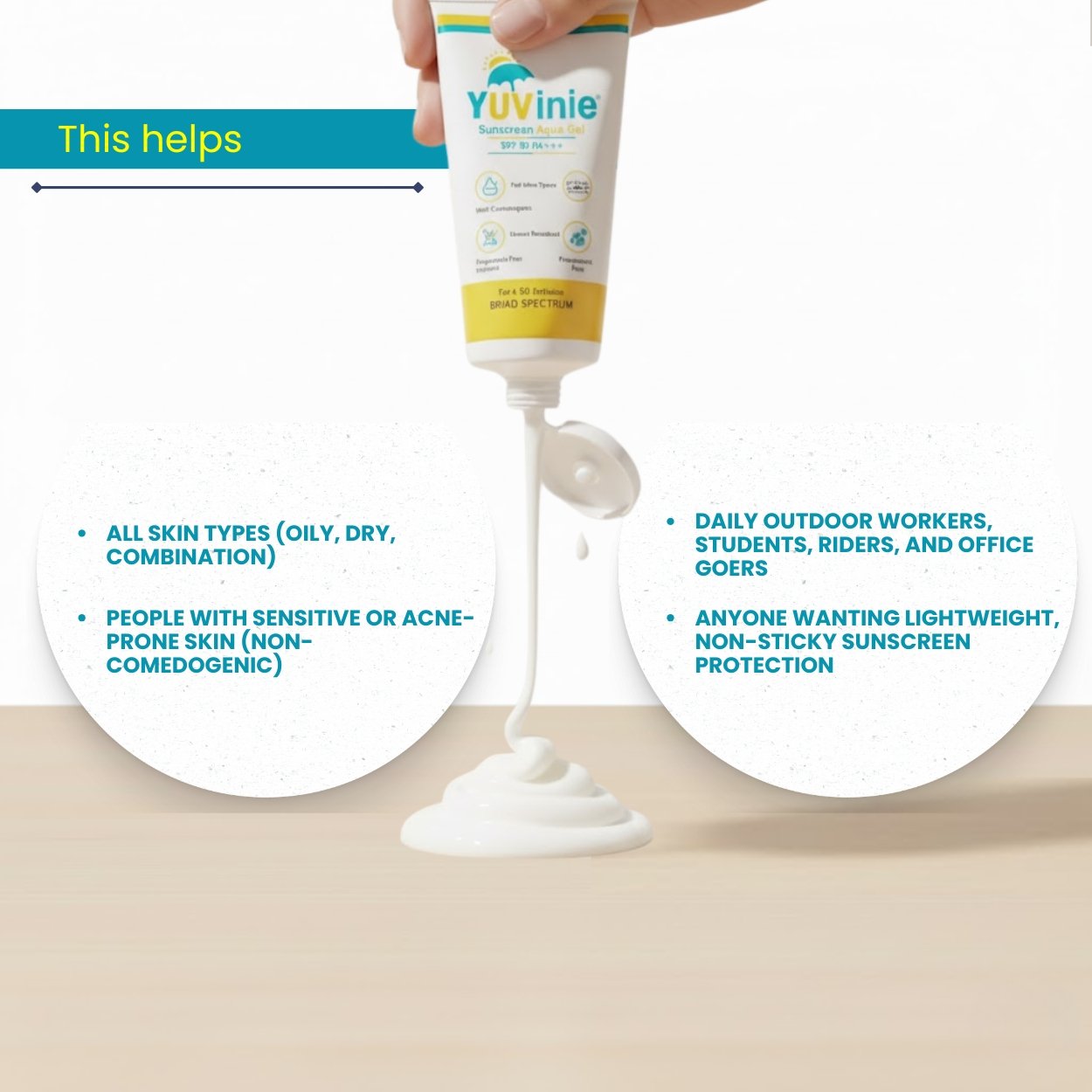 Yuvinie Sunscreen Aqua SPF 30 PA+++ Gel - Image 4